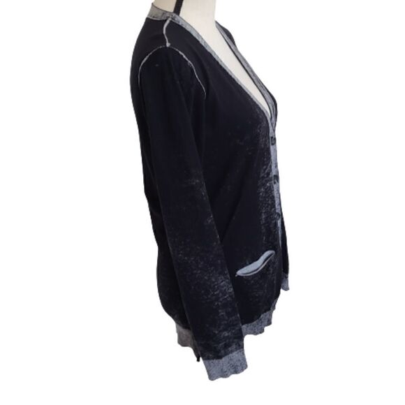 Michael Stars Black & Gray Button Front Cardigan Sweater 100% Cotton - Size 2 - Picture 3 of 12